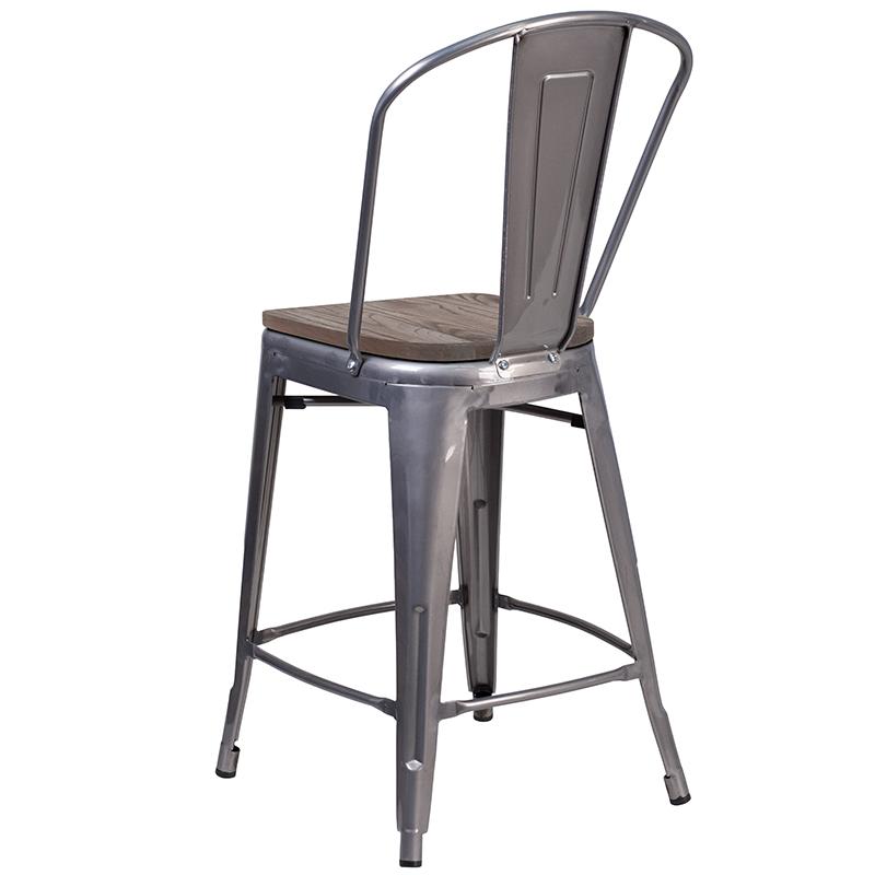 Flash Furniture 24″ High Clear Coated Counter Height Stool with Back and Wood Seat – XU-DG-TP001B-24-WD-GG Discount