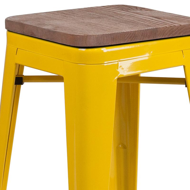 Flash Furniture 24″ High Backless Yellow Metal Counter Height Stool with Square Wood Seat – CH-31320-24-YL-WD-GG on Sale