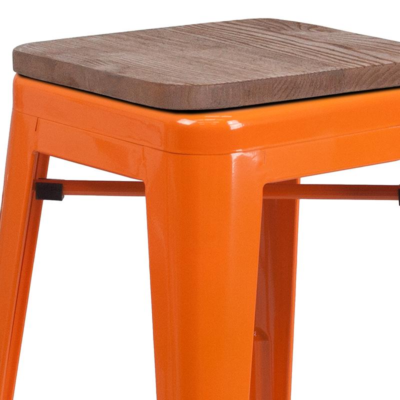 Flash Furniture 24″ High Backless Orange Metal Counter Height Stool with Square Wood Seat – CH-31320-24-OR-WD-GG Online