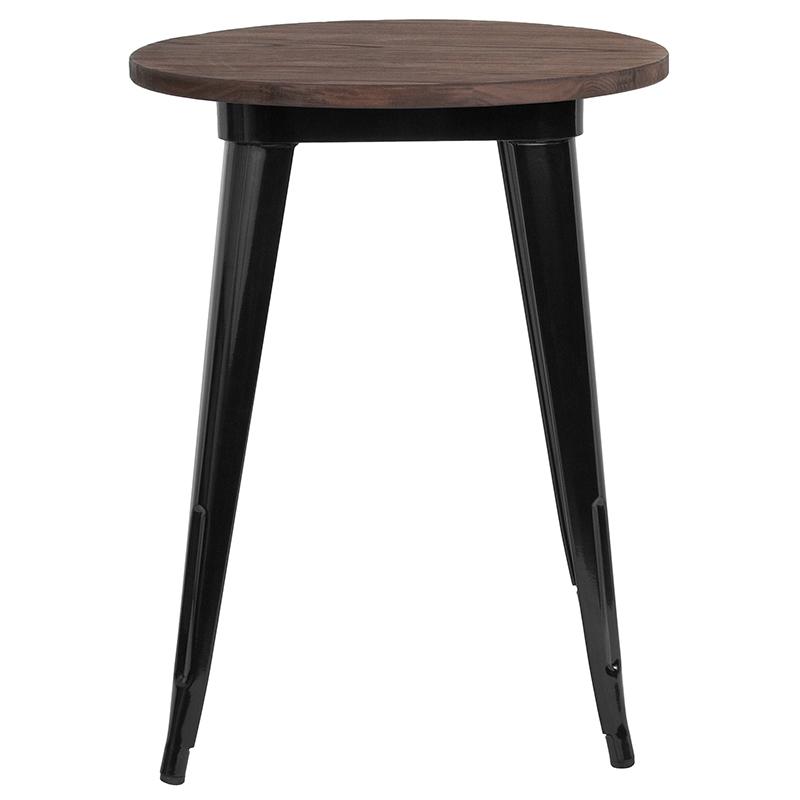 Flash Furniture 24″ Round Black Metal Indoor Table with Walnut Rustic Wood Top – CH-51080-29M1-BK-GG Hot on Sale