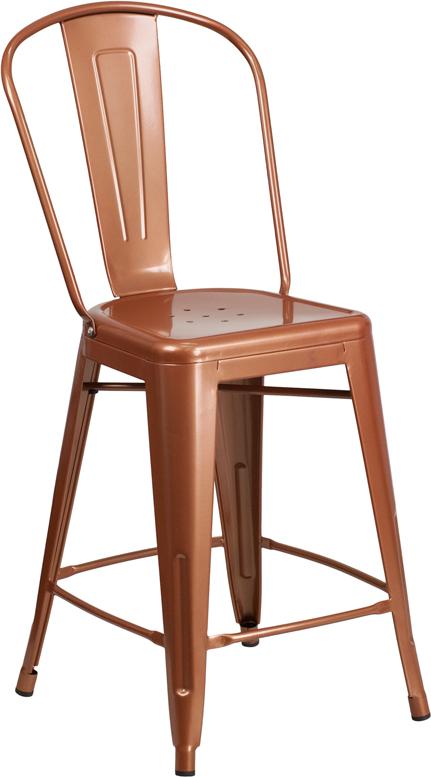 Flash Furniture 24” High Copper Metal Indoor-Outdoor Counter Height Stool with Back – ET-3534-24-POC-GG Hot on Sale