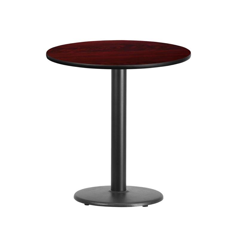 Flash Furniture 24” Round Mahogany Laminate Table Top with 18” Round Table Height Base – XU-RD-24-MAHTB-TR18-GG Online Hot Sale