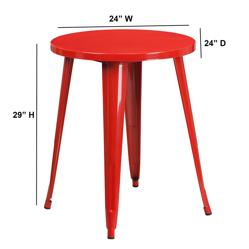 Flash Furniture 24” Round Red Metal Indoor-Outdoor Table – CH-51080-29-RED-GG Supply