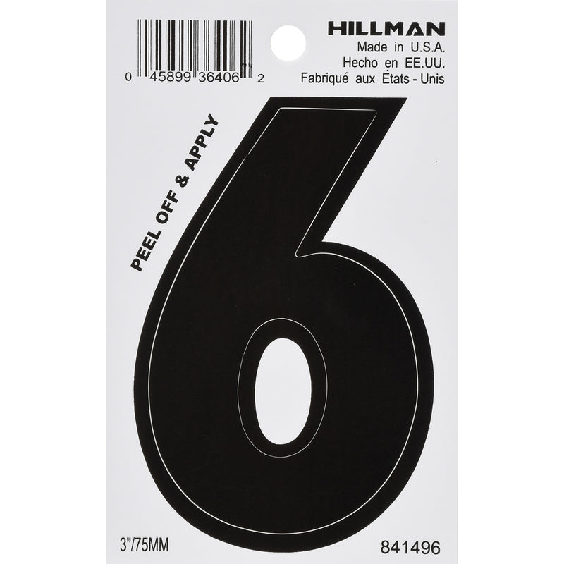 3″ BLK #6 VINYL ADHV 1PC Online Sale
