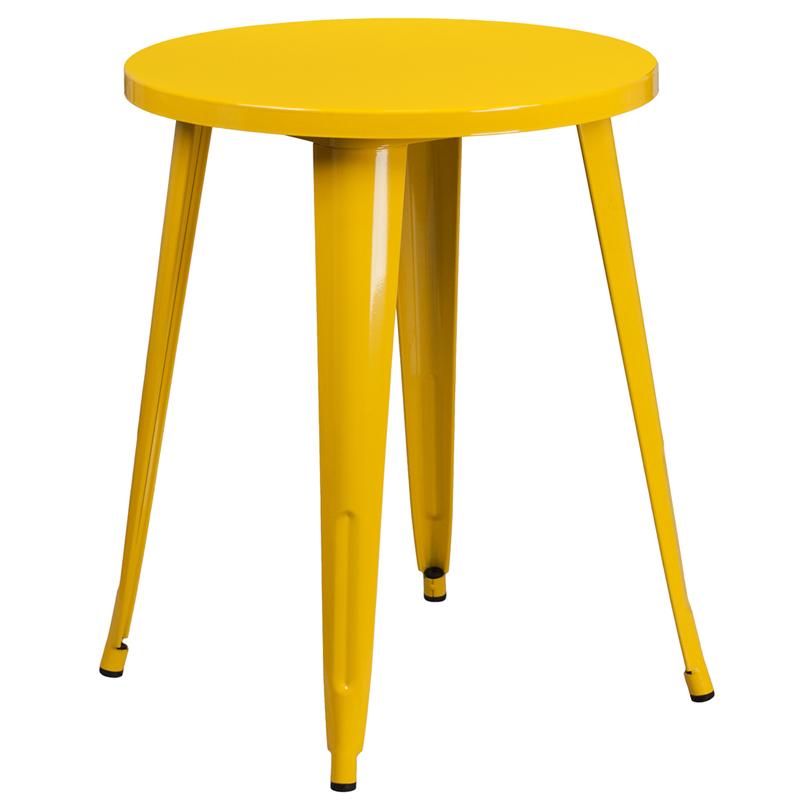 Flash Furniture 24” Round Yellow Metal Indoor-Outdoor Table – CH-51080-29-YL-GG Online Hot Sale