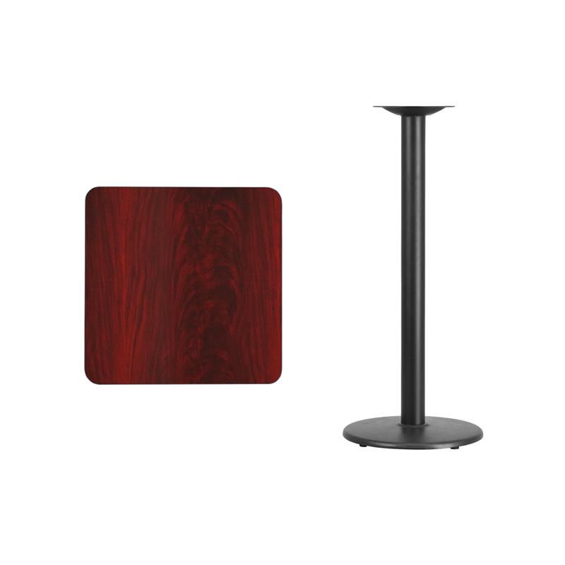 Flash Furniture 24” Square Mahogany Laminate Table Top with 18” Round Bar Height Table Base – XU-MAHTB-2424-TR18B-GG Online