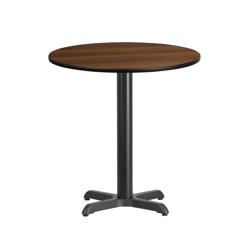 Flash Furniture 24” Round Walnut Laminate Table Top with 22” x 22” Table Height Base – XU-RD-24-WALTB-T2222-GG Fashion