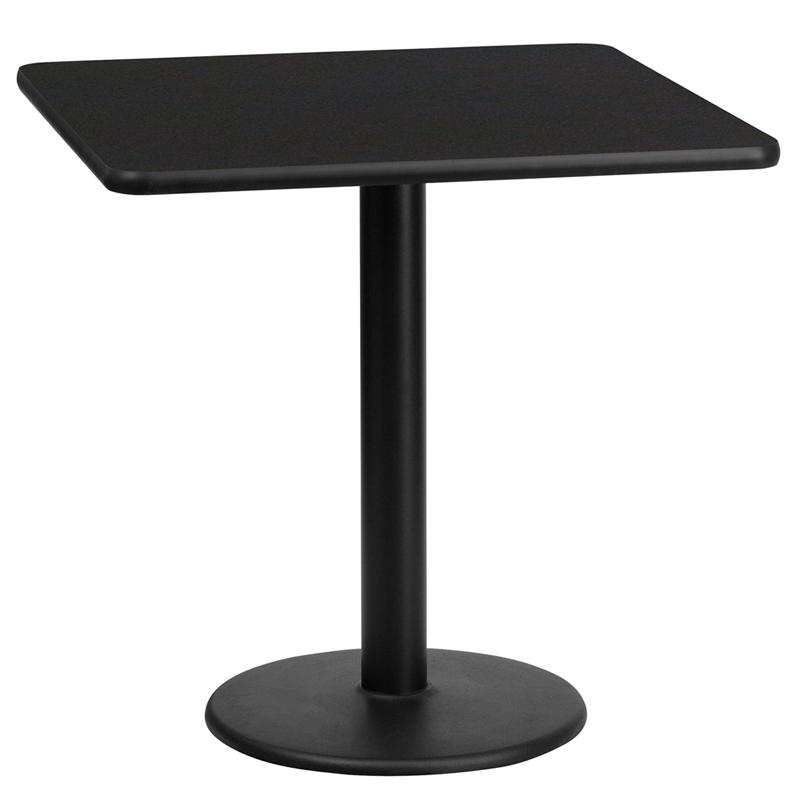 Flash Furniture 24” Square Black Laminate Table Top with 18” Round Table Height Base – XU-BLKTB-2424-TR18-GG Supply