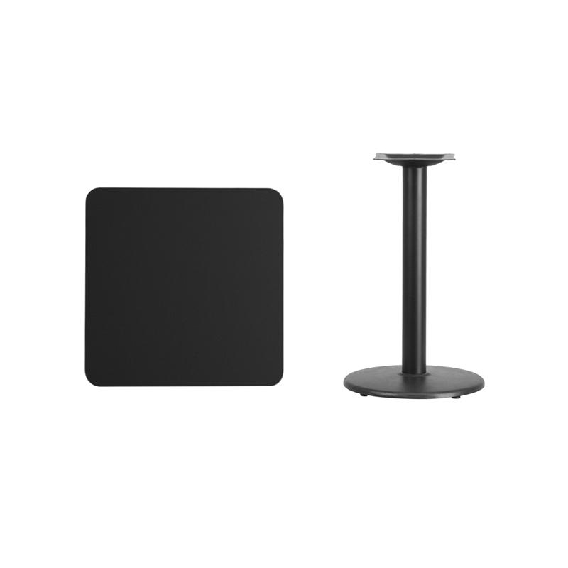 Flash Furniture 24” Square Black Laminate Table Top with 18” Round Table Height Base – XU-BLKTB-2424-TR18-GG Supply