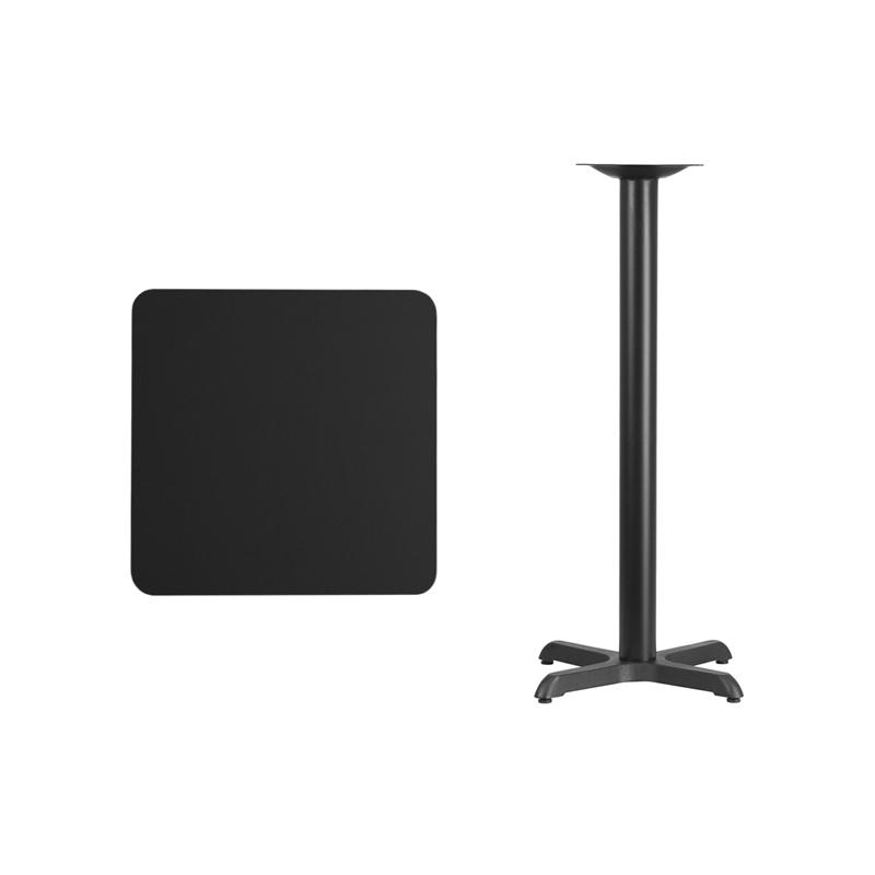 Flash Furniture 24” Square Black Laminate Table Top with 22” x 22” Bar Height Table Base – XU-BLKTB-2424-T2222B-GG Fashion