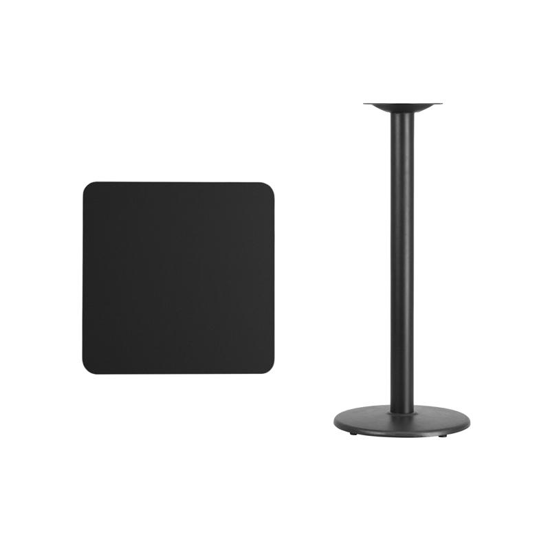 Flash Furniture 24” Square Black Laminate Table Top with 18” Round Bar Height Table Base – XU-BLKTB-2424-TR18B-GG Discount