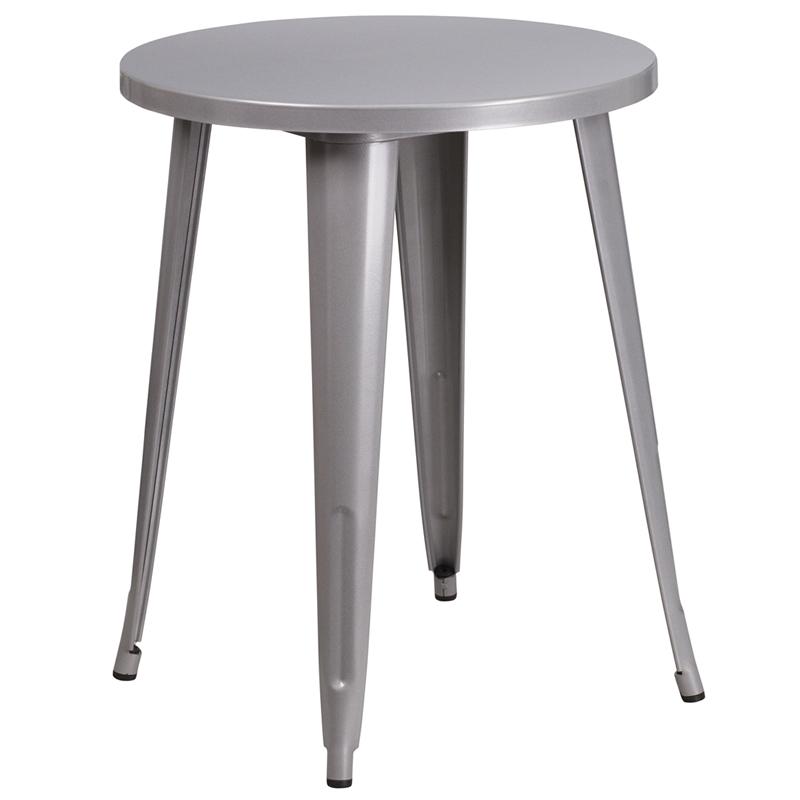 Flash Furniture 24” Round Silver Metal Indoor-Outdoor Table – CH-51080-29-SIL-GG Sale