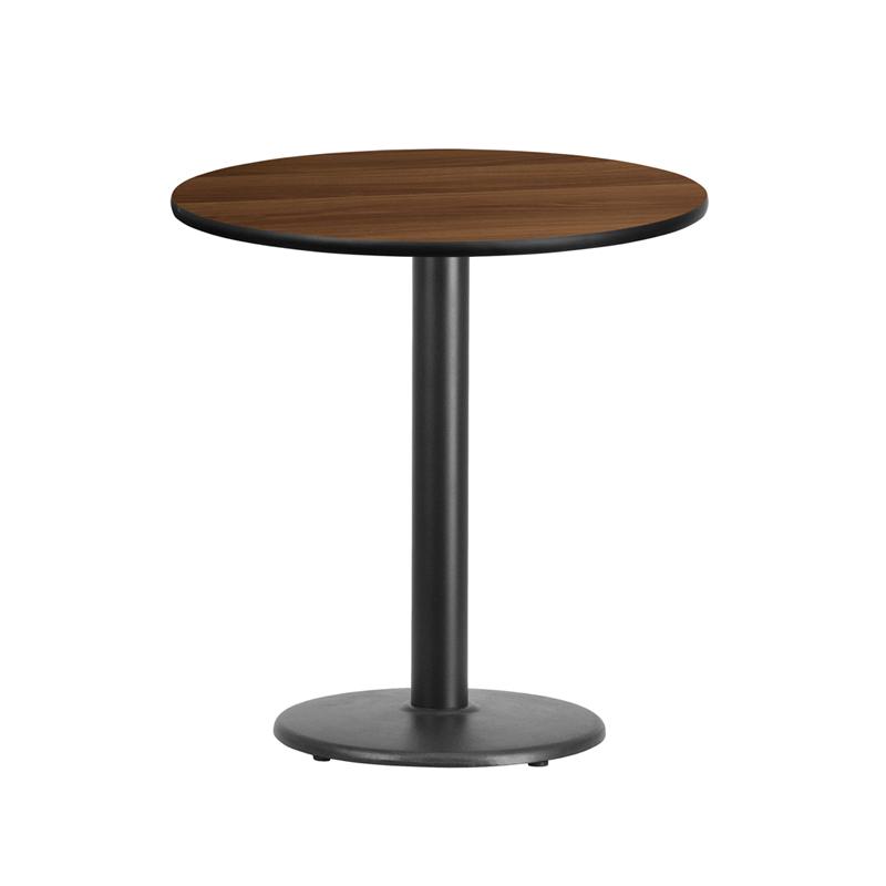 Flash Furniture 24” Round Walnut Laminate Table Top with 18” Round Table Height Base – XU-RD-24-WALTB-TR18-GG Hot on Sale