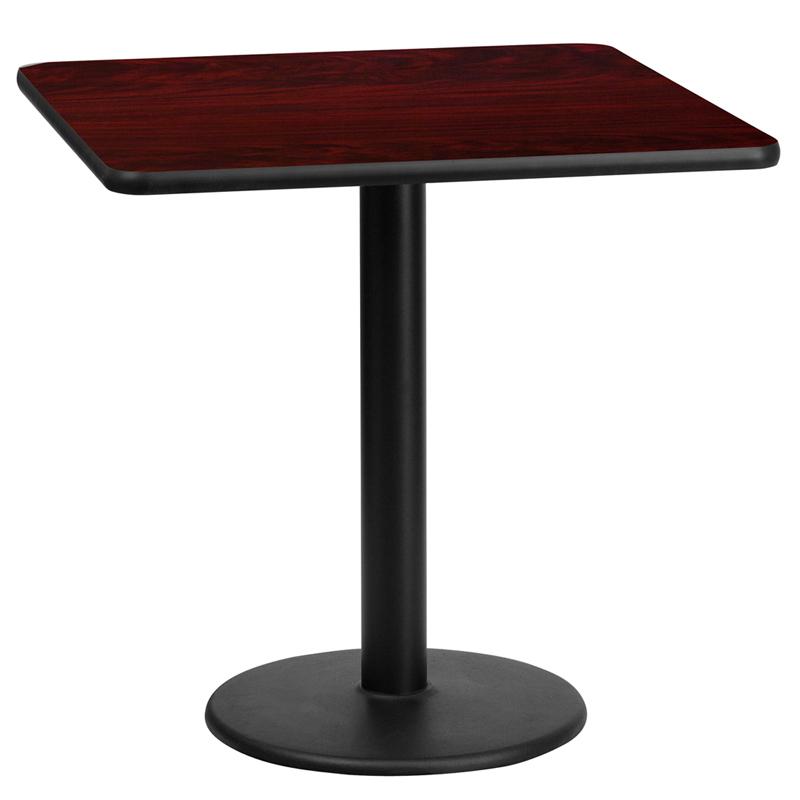 Flash Furniture 24” Square Mahogany Laminate Table Top with 18” Round Table Height Base – XU-MAHTB-2424-TR18-GG Online now