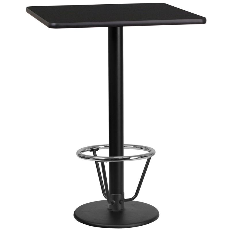 Flash Furniture 24” Square Black Laminate Table Top with 18” Round Bar Height Table Base and Foot Ring – XU-BLKTB-2424-TR18B-3CFR-GG Discount