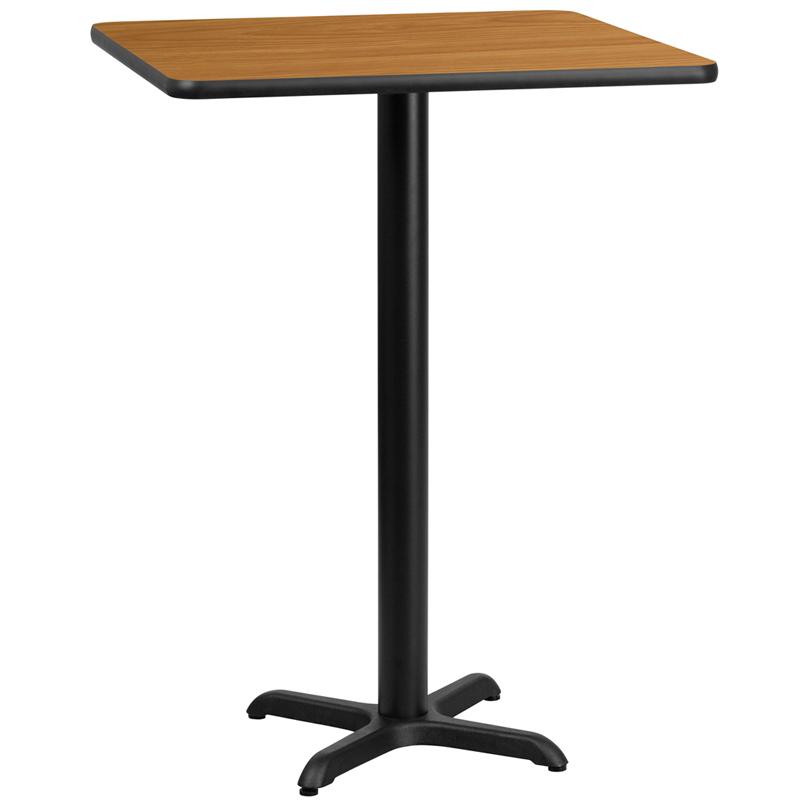 Flash Furniture 24” Square Natural Laminate Table Top with 22” x 22” Bar Height Table Base – XU-NATTB-2424-T2222B-GG Online Hot Sale