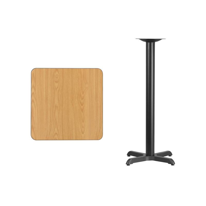 Flash Furniture 24” Square Natural Laminate Table Top with 22” x 22” Bar Height Table Base – XU-NATTB-2424-T2222B-GG Online Hot Sale