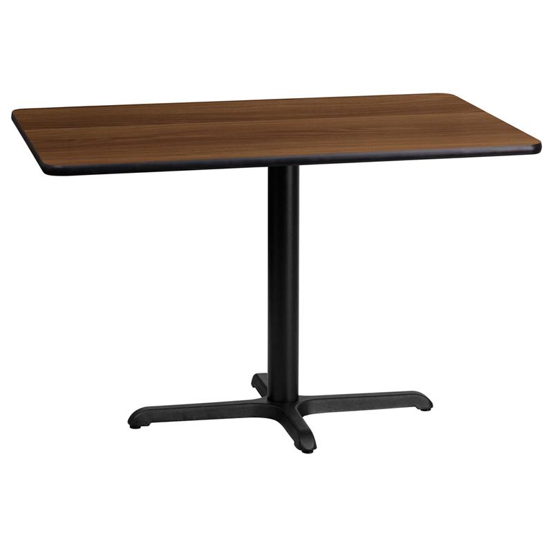 Flash Furniture 24” x 42” Rectangular Walnut Laminate Table Top with 22” x 30” Table Height Base – XU-WALTB-2442-T2230-GG Discount