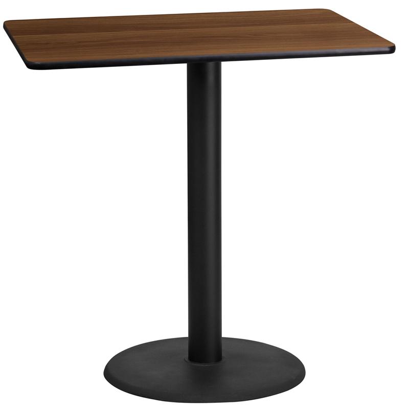 Flash Furniture 24” x 42” Rectangular Walnut Laminate Table Top with 24” Round Bar Height Table Base – XU-WALTB-2442-TR24B-GG Online Sale