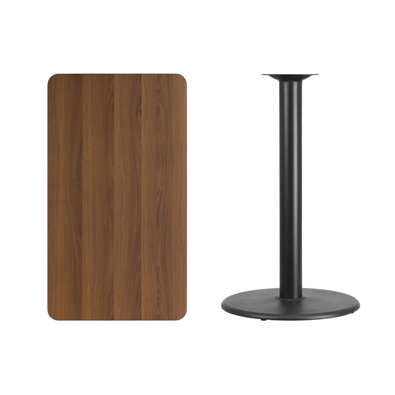 Flash Furniture 24” x 42” Rectangular Walnut Laminate Table Top with 24” Round Bar Height Table Base – XU-WALTB-2442-TR24B-GG Online Sale