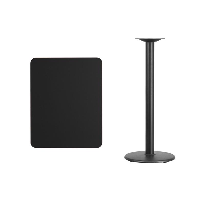 Flash Furniture 24” x 30” Rectangular Black Laminate Table Top with 18” Round Bar Height Table Base – XU-BLKTB-2430-TR18B-GG on Sale