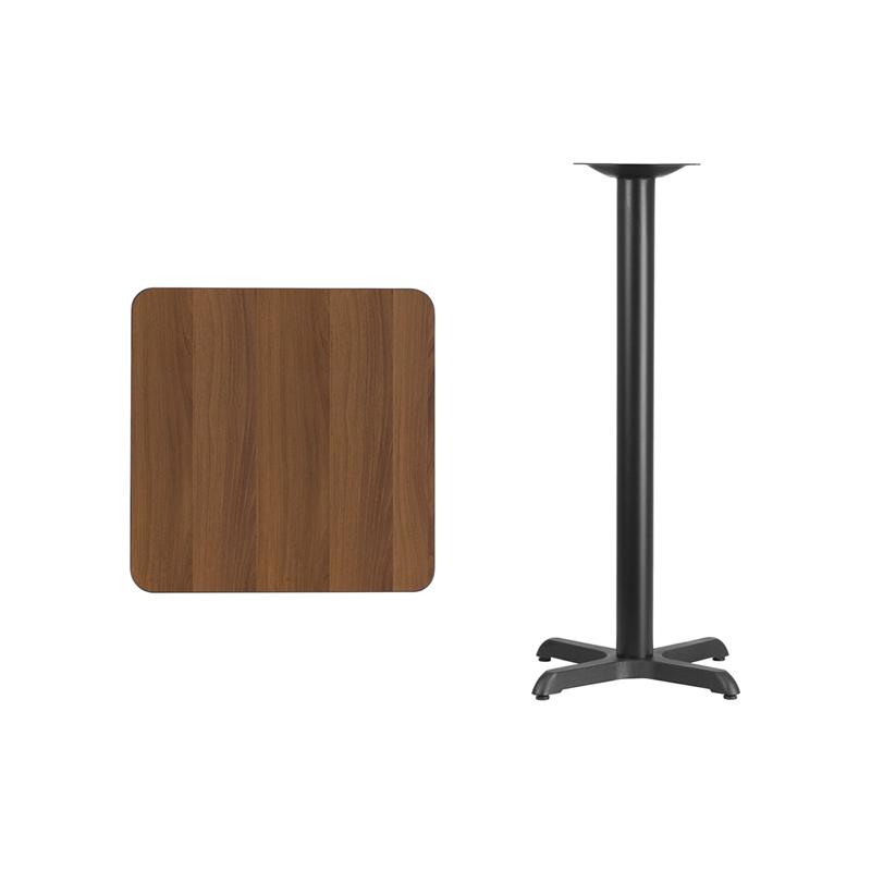 Flash Furniture 24” Square Walnut Laminate Table Top with 22” x 22” Bar Height Table Base – XU-WALTB-2424-T2222B-GG Online Sale