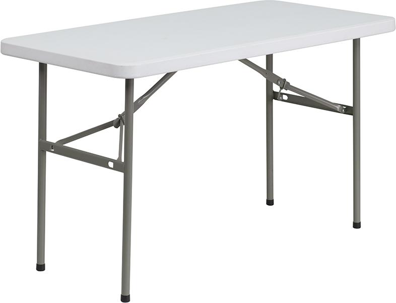 Flash Furniture 24”W x 48”L Granite White Plastic Folding Table – DAD-YCZ-122-2-GG Fashion