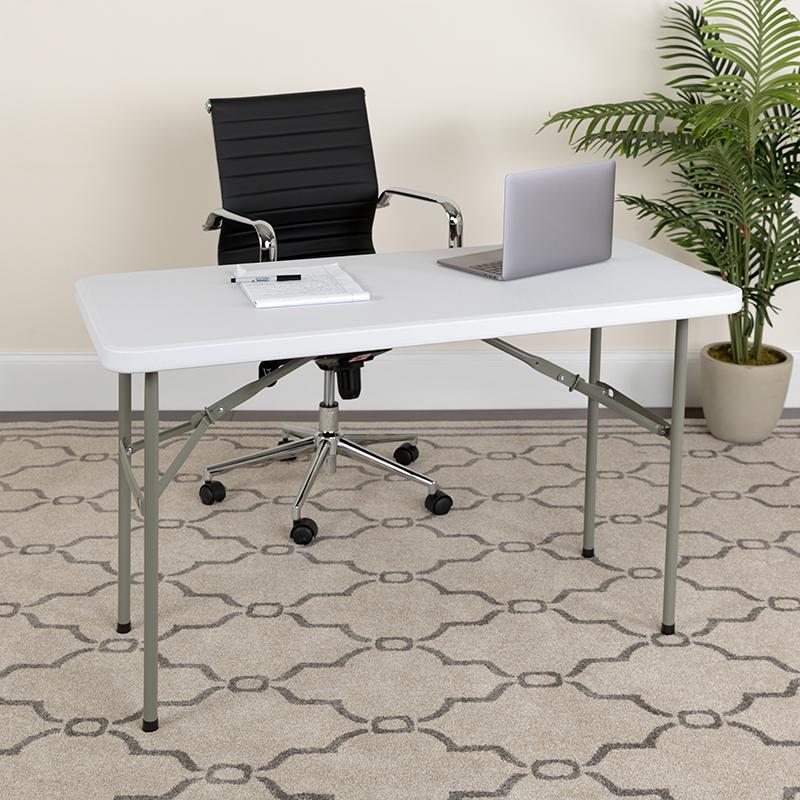 Flash Furniture 24”W x 48”L Granite White Plastic Folding Table – DAD-YCZ-122-2-GG Fashion