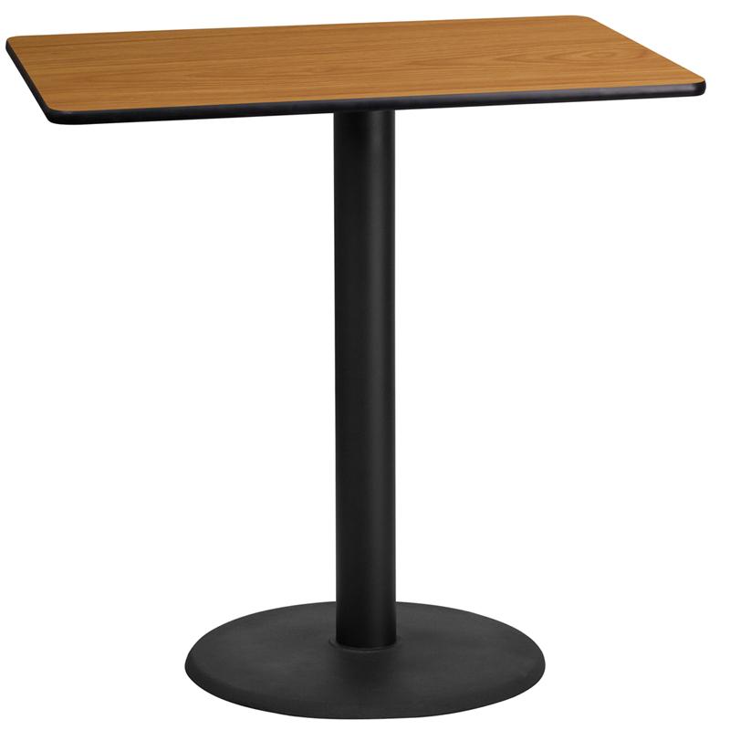 Flash Furniture 24” x 42” Rectangular Natural Laminate Table Top with 24” Round Bar Height Table Base – XU-NATTB-2442-TR24B-GG Fashion
