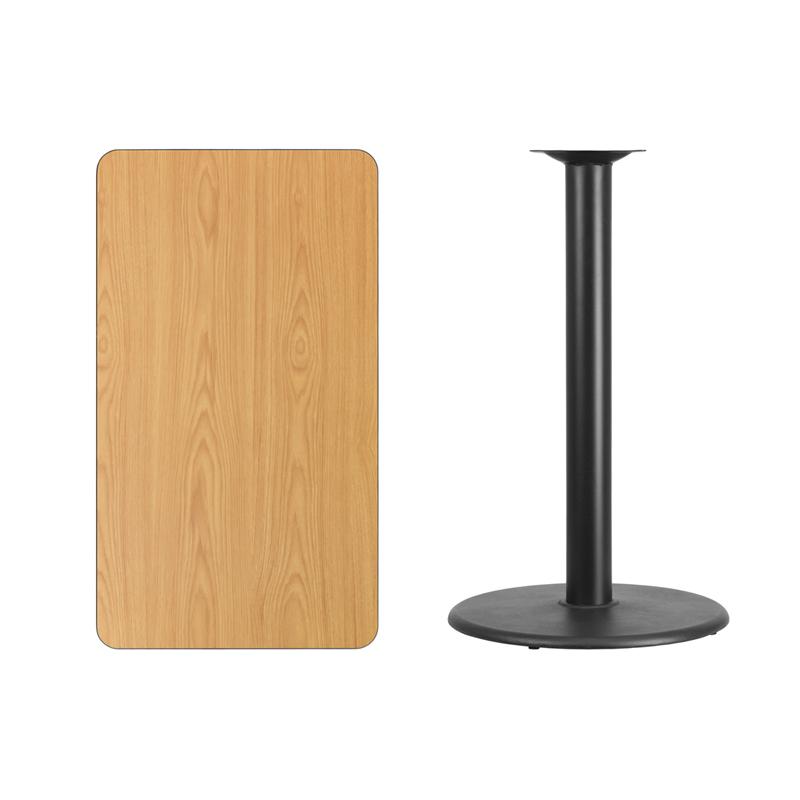 Flash Furniture 24” x 42” Rectangular Natural Laminate Table Top with 24” Round Bar Height Table Base – XU-NATTB-2442-TR24B-GG Fashion