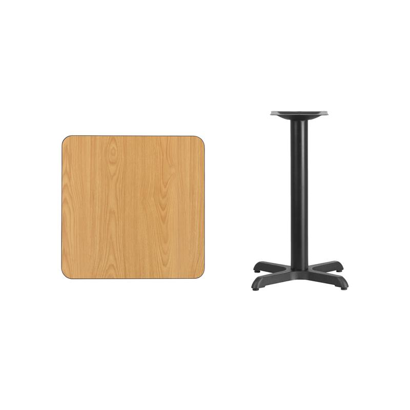 Flash Furniture 24” Square Natural Laminate Table Top with 22” x 22” Table Height Base – XU-NATTB-2424-T2222-GG on Sale