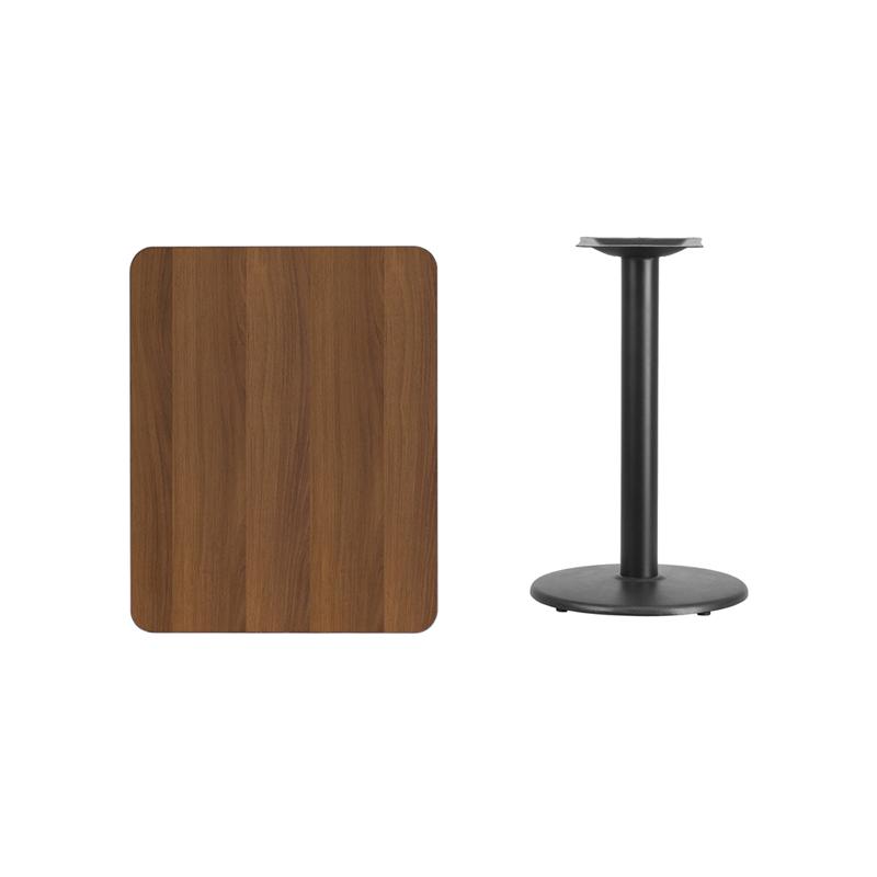 Flash Furniture 24” x 30” Rectangular Walnut Laminate Table Top with 18” Round Table Height Base – XU-WALTB-2430-TR18-GG Supply