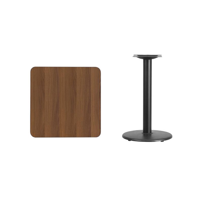 Flash Furniture 24” Square Walnut Laminate Table Top with 18” Round Table Height Base – XU-WALTB-2424-TR18-GG Online Hot Sale