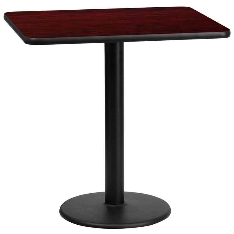 Flash Furniture 24” x 30” Rectangular Mahogany Laminate Table Top with 18” Round Table Height Base – XU-MAHTB-2430-TR18-GG Discount