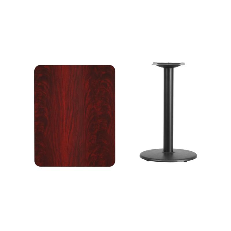 Flash Furniture 24” x 30” Rectangular Mahogany Laminate Table Top with 18” Round Table Height Base – XU-MAHTB-2430-TR18-GG Discount