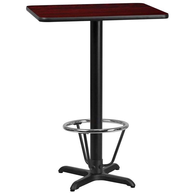 Flash Furniture 24” x 30” Rectangular Mahogany Laminate Table Top with 22” x 22” Bar Height Table Base and Foot Ring – XU-MAHTB-2430-T2222B-3CFR-GG Sale