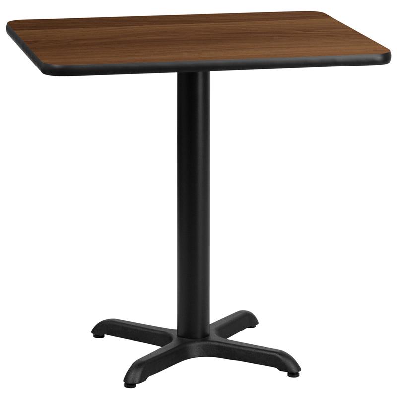 Flash Furniture 24” x 30” Rectangular Walnut Laminate Table Top with 22” x 22” Table Height Base – XU-WALTB-2430-T2222-GG Supply