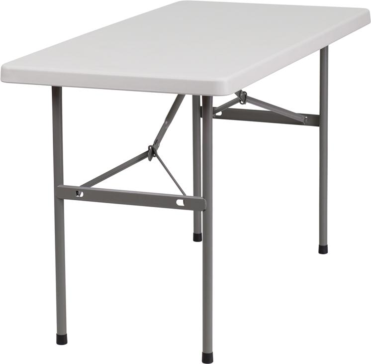 Flash Furniture 24”W x 48”L Granite White Plastic Folding Table – RB-2448-GG Supply