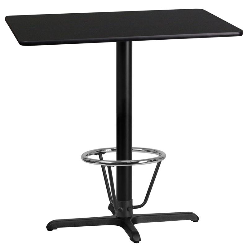 Flash Furniture 24” x 42” Rectangular Black Laminate Table Top with 22” x 30” Bar Height Table Base and Foot Ring – XU-BLKTB-2442-T2230B-3CFR-GG Online now