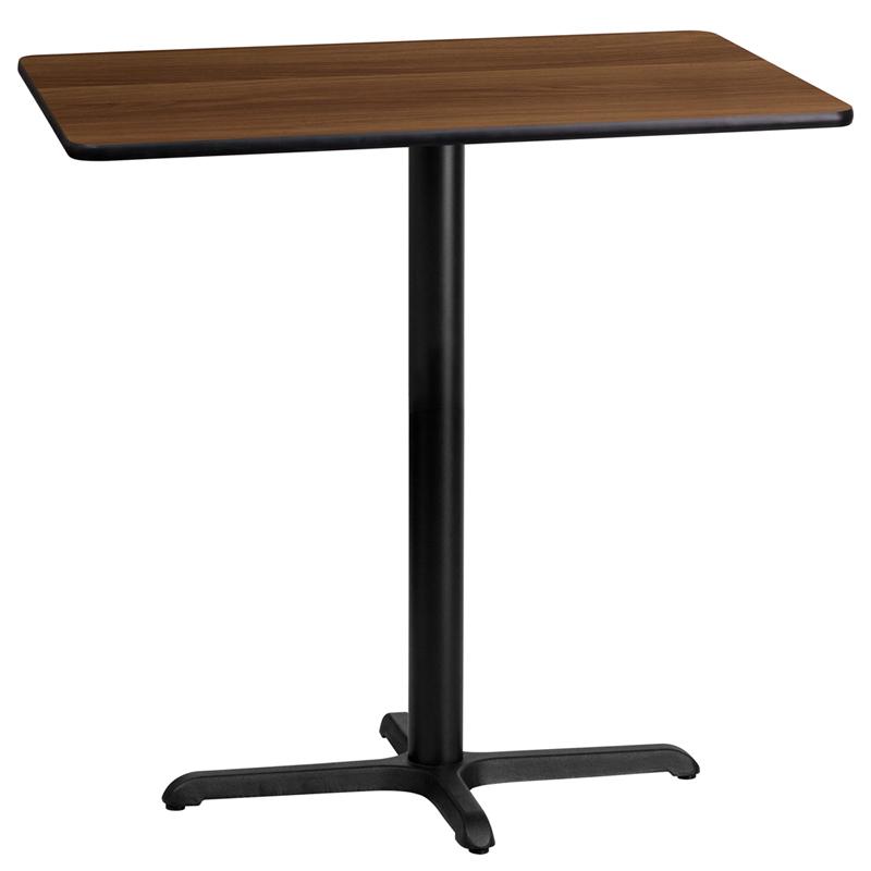 Flash Furniture 24” x 42” Rectangular Walnut Laminate Table Top with 22” x 30” Bar Height Table Base – XU-WALTB-2442-T2230B-GG Discount