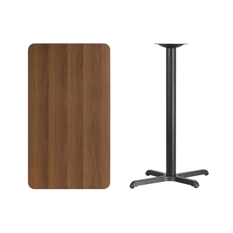 Flash Furniture 24” x 42” Rectangular Walnut Laminate Table Top with 22” x 30” Bar Height Table Base – XU-WALTB-2442-T2230B-GG Discount