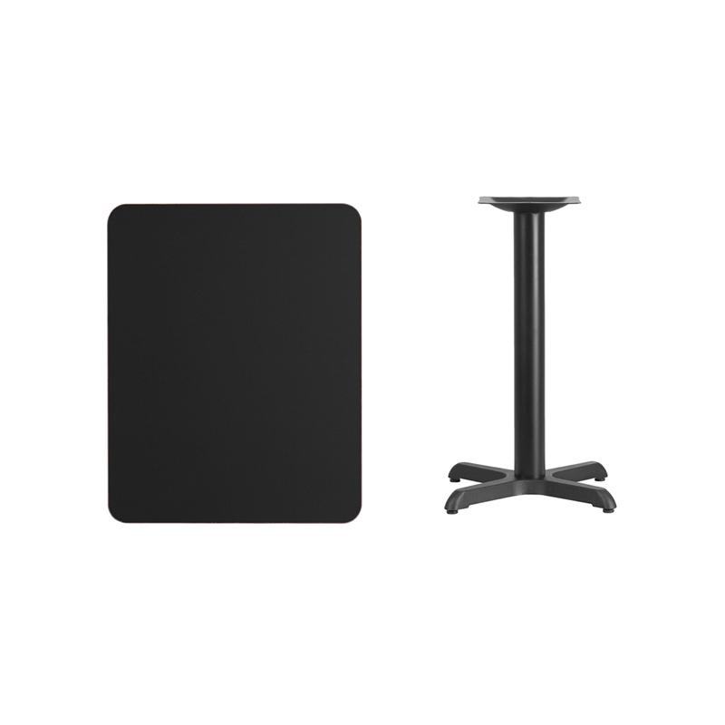 Flash Furniture 24” x 30” Rectangular Black Laminate Table Top with 22” x 22” Table Height Base – XU-BLKTB-2430-T2222-GG Online now
