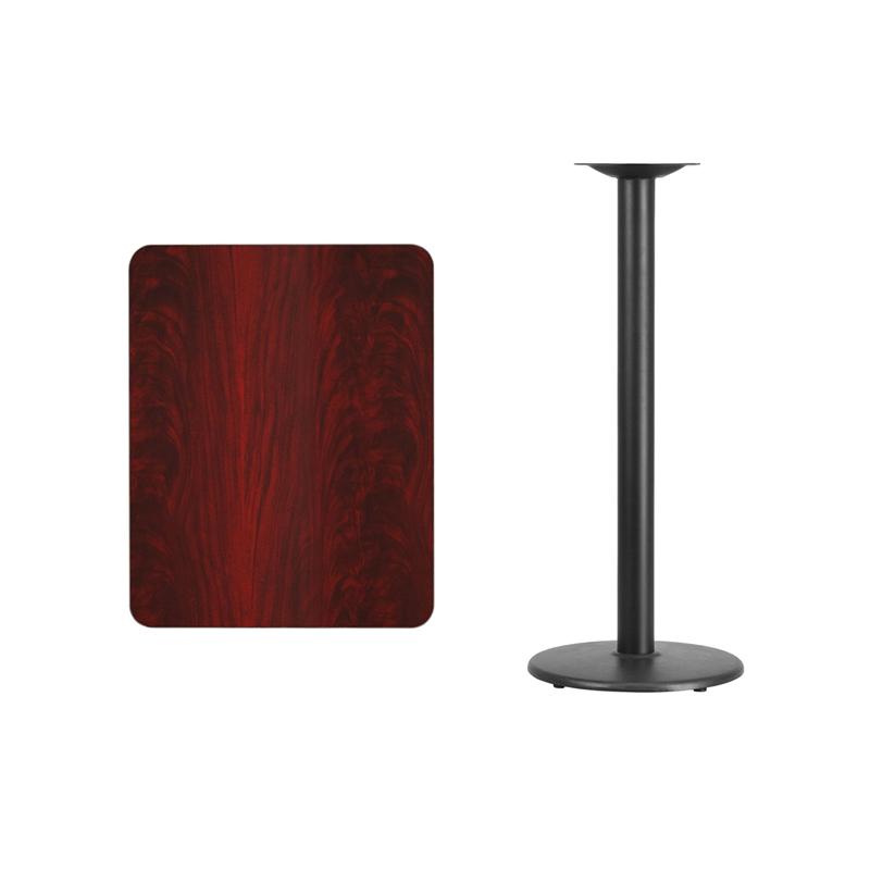 Flash Furniture 24” x 30” Rectangular Mahogany Laminate Table Top with 18” Round Bar Height Table Base – XU-MAHTB-2430-TR18B-GG Hot on Sale
