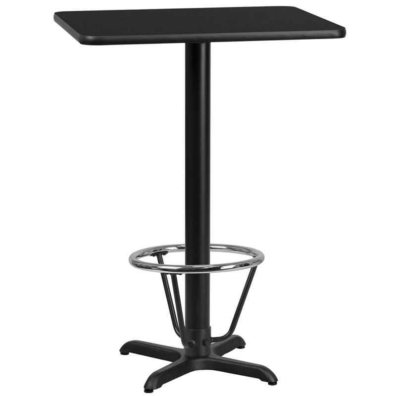 Flash Furniture 24” x 30” Rectangular Black Laminate Table Top with 22” x 22” Bar Height Table Base and Foot Ring – XU-BLKTB-2430-T2222B-3CFR-GG Online