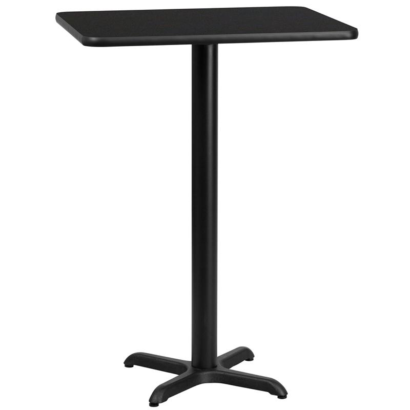 Flash Furniture 24” x 30” Rectangular Black Laminate Table Top with 22” x 22” Bar Height Table Base – XU-BLKTB-2430-T2222B-GG Supply