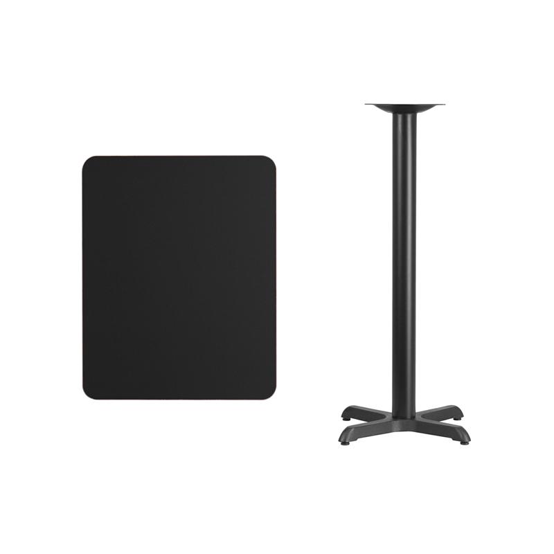 Flash Furniture 24” x 30” Rectangular Black Laminate Table Top with 22” x 22” Bar Height Table Base – XU-BLKTB-2430-T2222B-GG Supply