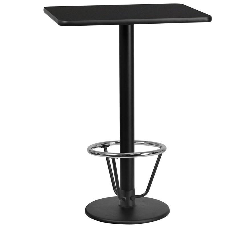 Flash Furniture 24” x 30” Rectangular Black Laminate Table Top with 18” Round Bar Height Table Base and Foot Ring – XU-BLKTB-2430-TR18B-3CFR-GG Sale