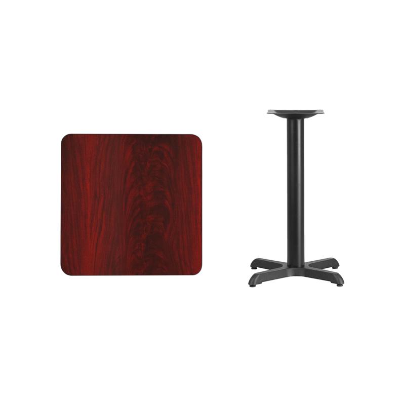 Flash Furniture 24” Square Mahogany Laminate Table Top with 22” x 22” Table Height Base – XU-MAHTB-2424-T2222-GG on Sale