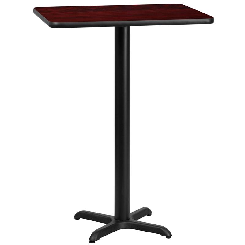 Flash Furniture 24” x 30” Rectangular Mahogany Laminate Table Top with 22” x 22” Bar Height Table Base – XU-MAHTB-2430-T2222B-GG Online Hot Sale