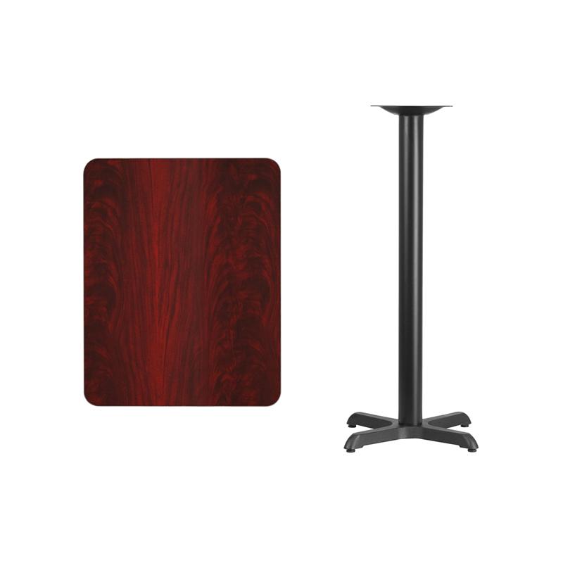 Flash Furniture 24” x 30” Rectangular Mahogany Laminate Table Top with 22” x 22” Bar Height Table Base – XU-MAHTB-2430-T2222B-GG Online Hot Sale